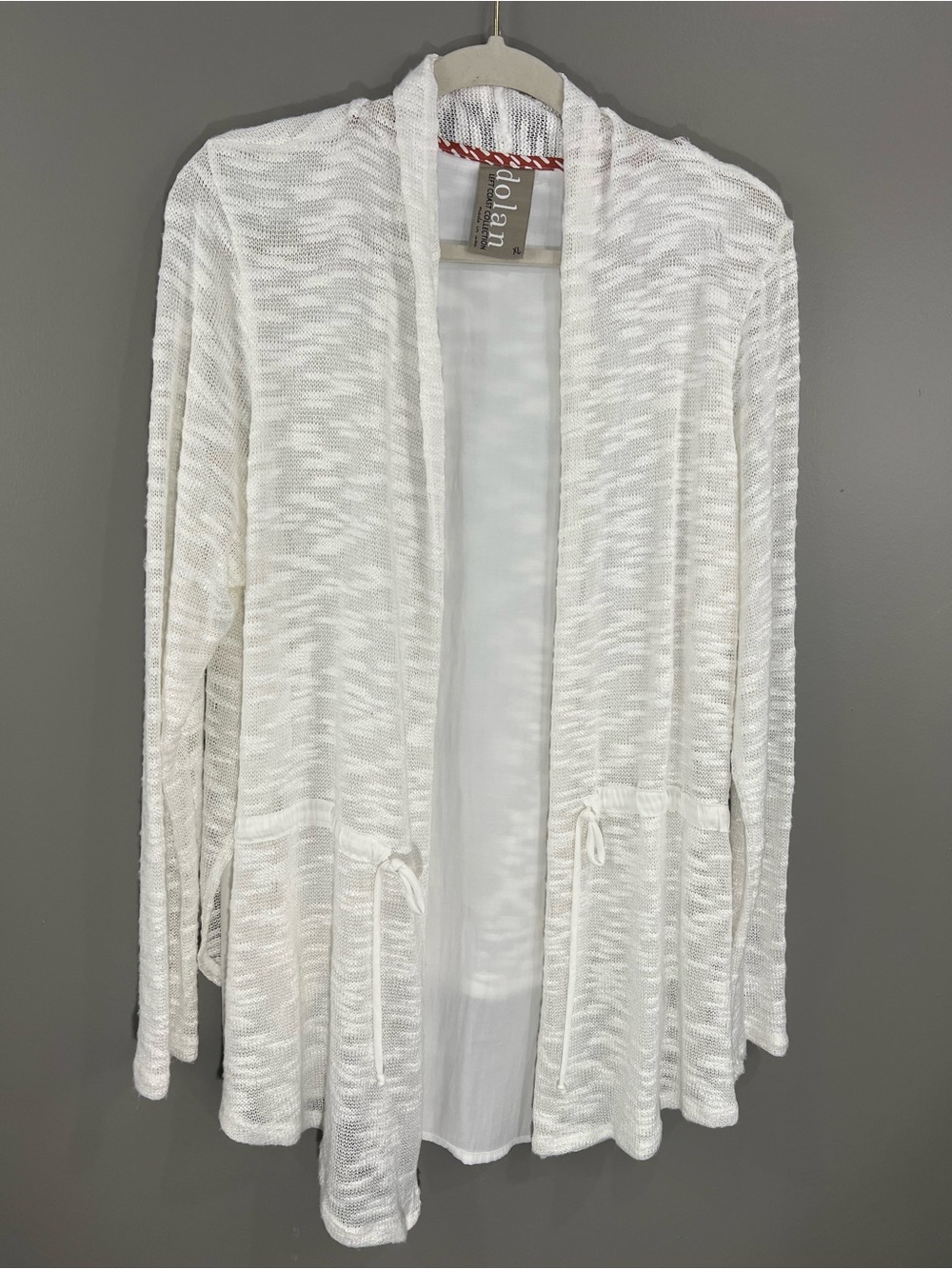 Anthropologie Dolan Open Front Lightweight Cardigan - White XL